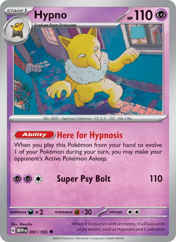 Hypno Normal 097/165 151 Pokémon Card