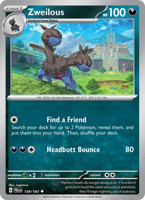 Zweilous Normal 139/193 Paldea Evolved Pokémon Card