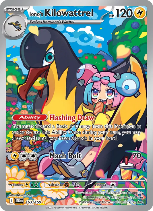 Iono's Kilowattrel Holo 163/159 Journey Together Pokémon Card