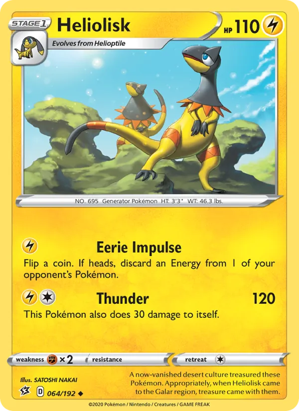 Heliolisk Reverse Holo 064/192 Rebel Clash Pokémon Card