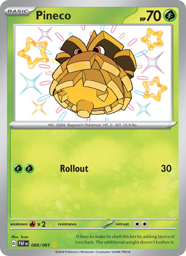 Pineco Holo 099/91 Paldean Fates Pokémon Card