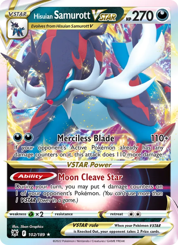 Hisuian Samurott VSTAR Holo 102/189 Astral Radiance Pokémon Card