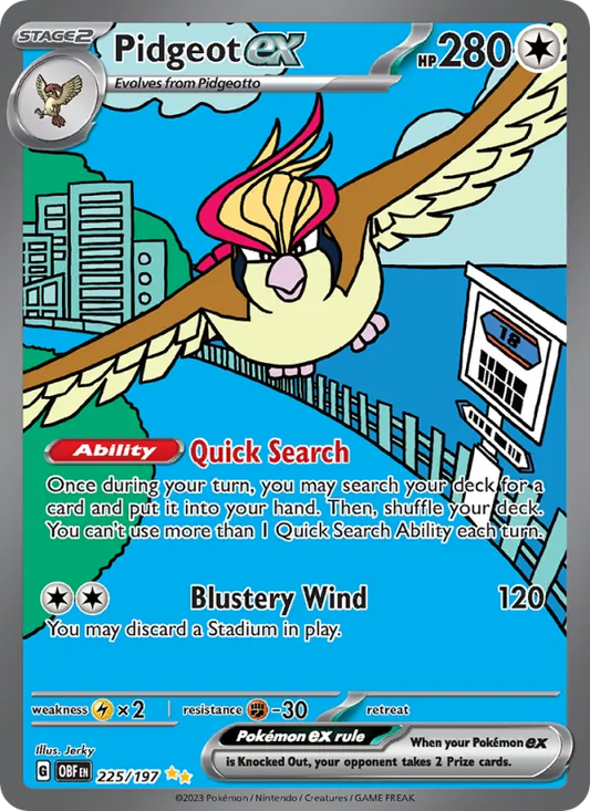 Pidgeot ex Holo 225/197 Obsidian Flames Pokémon Card