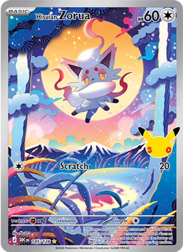 Hisuian Zorua Normal 145/128 30th Celebration Pokémon Card