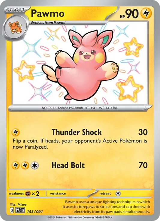 Pawmo Holo 143/91 Paldean Fates Pokémon Card
