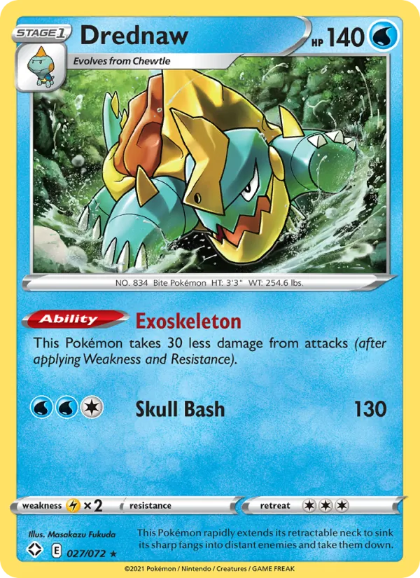 Drednaw Reverse Holo 027/72 Shining Fates Pokémon Card