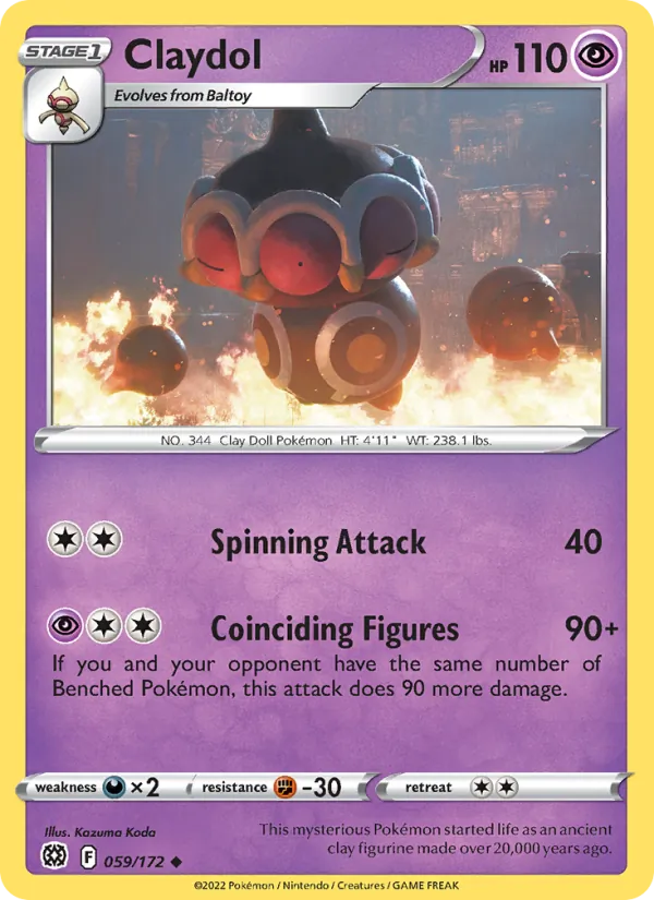 Claydol Reverse Holo 059/172 Brilliant Stars Pokémon Card