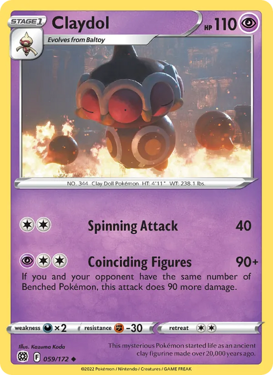 Claydol Reverse Holo 059/172 Brilliant Stars Pokémon Card