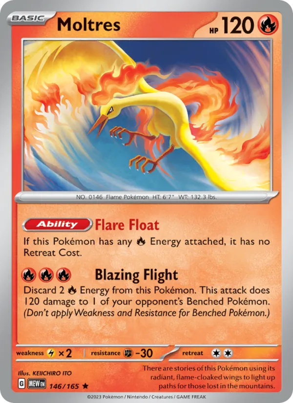 Moltres Holo 146/165 151 Pokémon Card