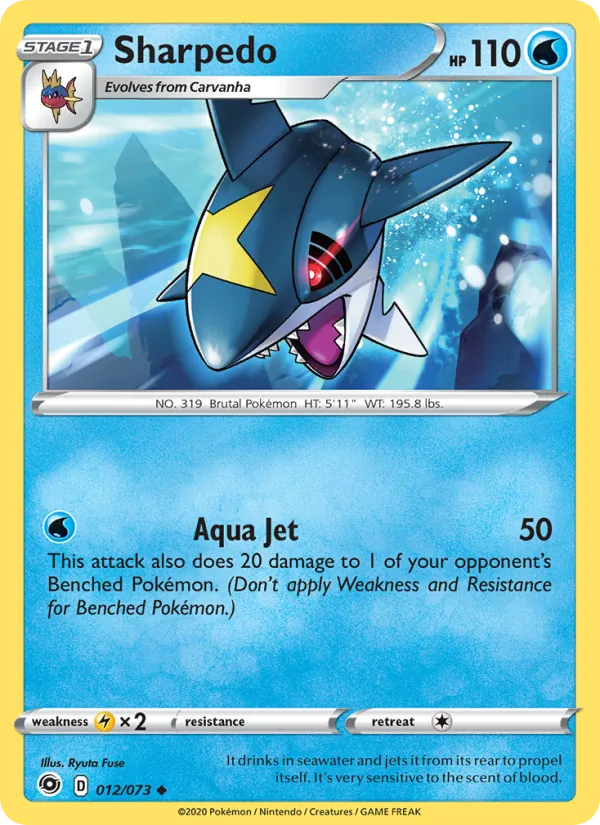 Sharpedo Reverse Holo 012/73 Champion's Path Pokémon Card