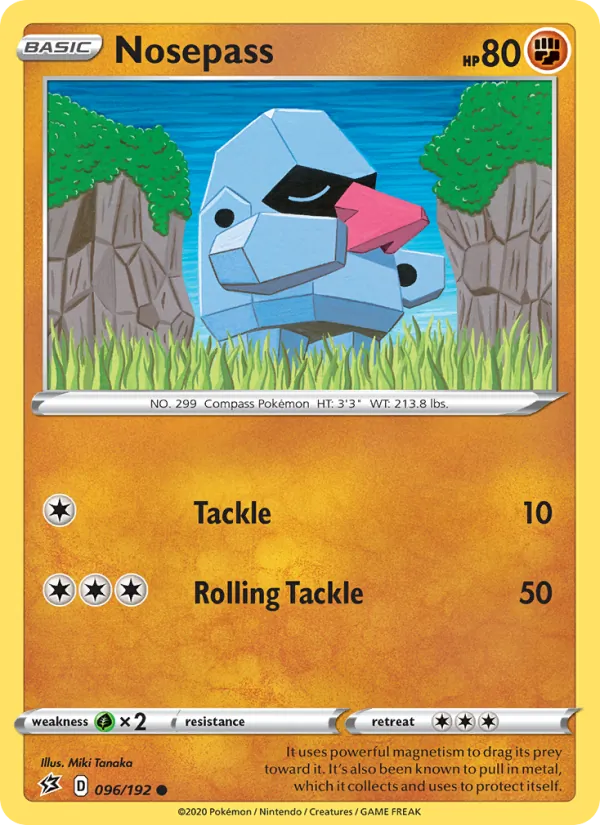 Nosepass Reverse Holo 096/192 Rebel Clash Pokémon Card