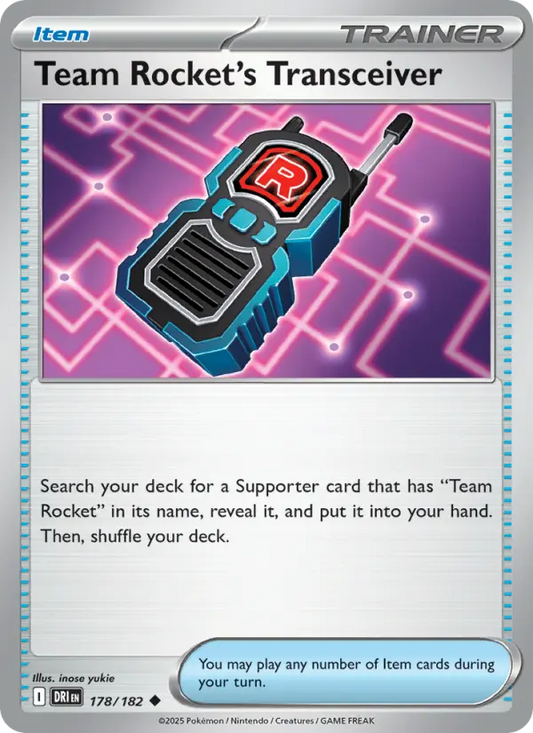 Team Rocket's Transceiver Reverse Holo 178/182 Destined Rivals Pokémon Card