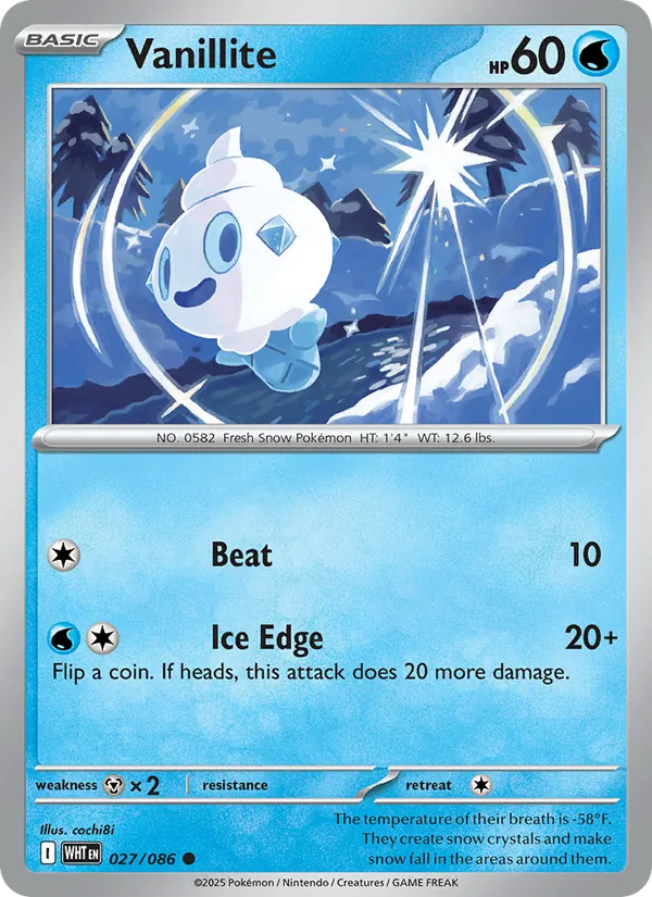 Vanillite Normal 027/86 White Flare Pokémon Card