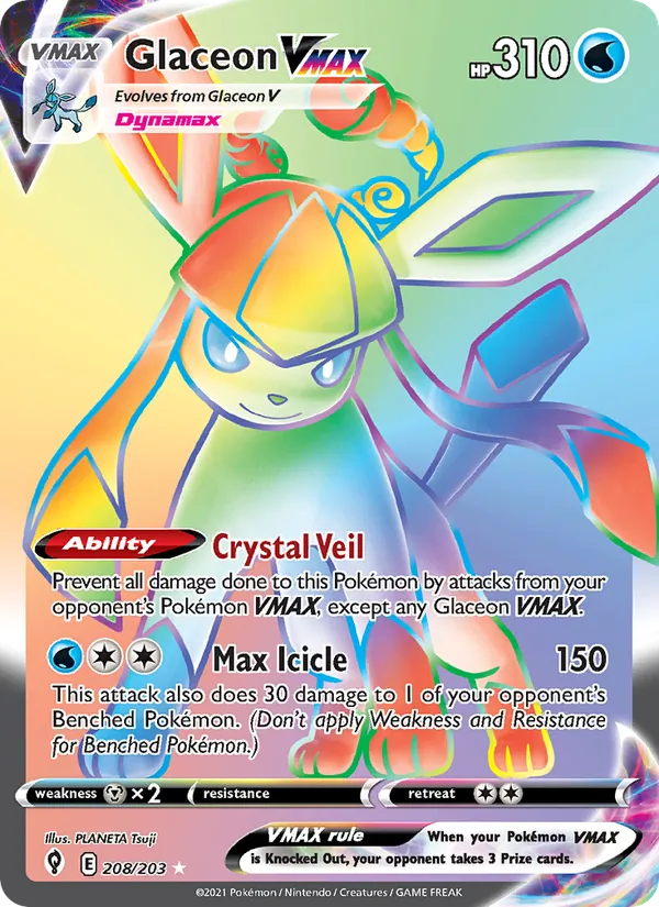 Glaceon VMAX Holo 208/203 Evolving Skies Pokémon Card
