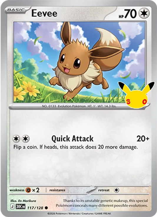 Eevee Normal 117/128 30th Celebration Pokémon Card
