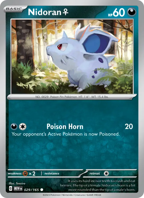 Nidoran♀ Reverse Holo 029/165 151 Pokémon Card