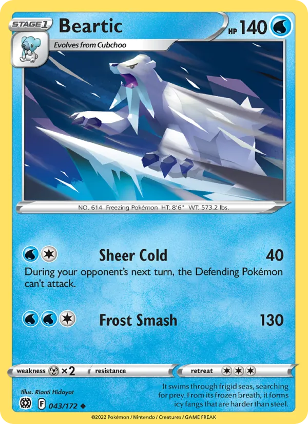 Beartic Reverse Holo 043/172 Brilliant Stars Pokémon Card
