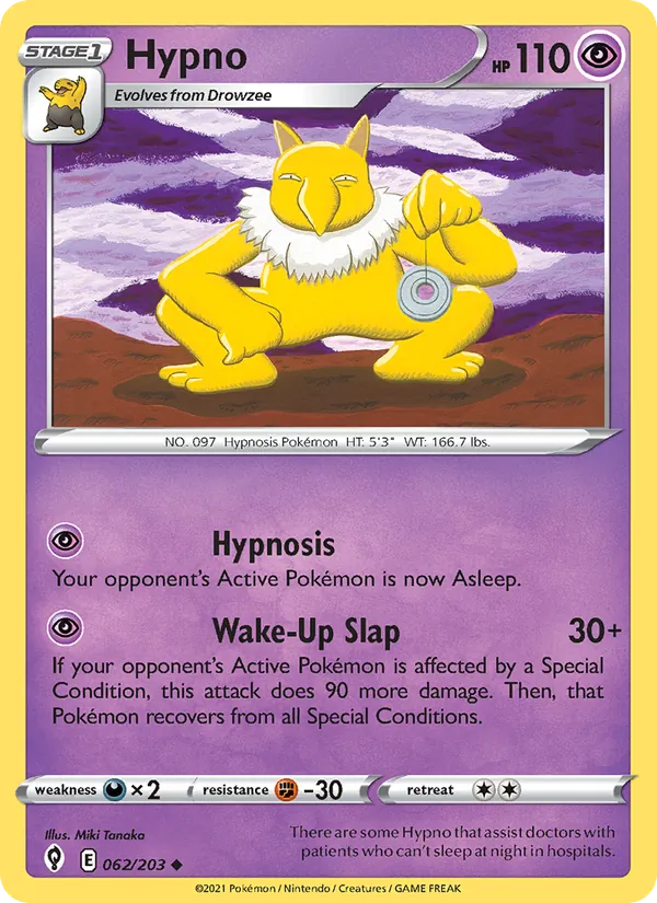 Hypno Reverse Holo 062/203 Evolving Skies Pokémon Card