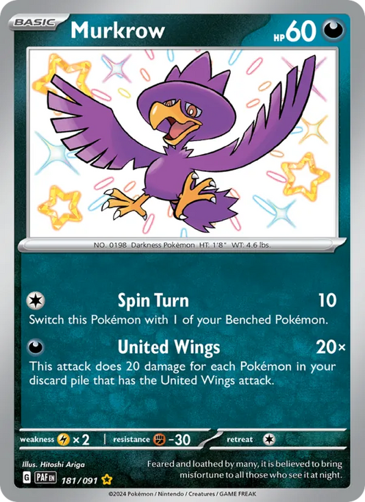 Murkrow Holo 181/91 Paldean Fates Pokémon Card