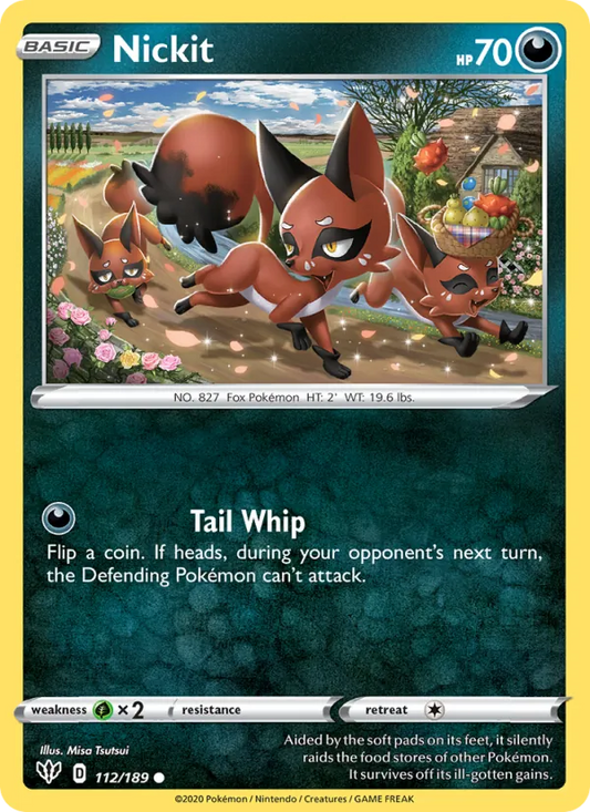 Nickit Normal 112/189 Darkness Ablaze Pokémon Card
