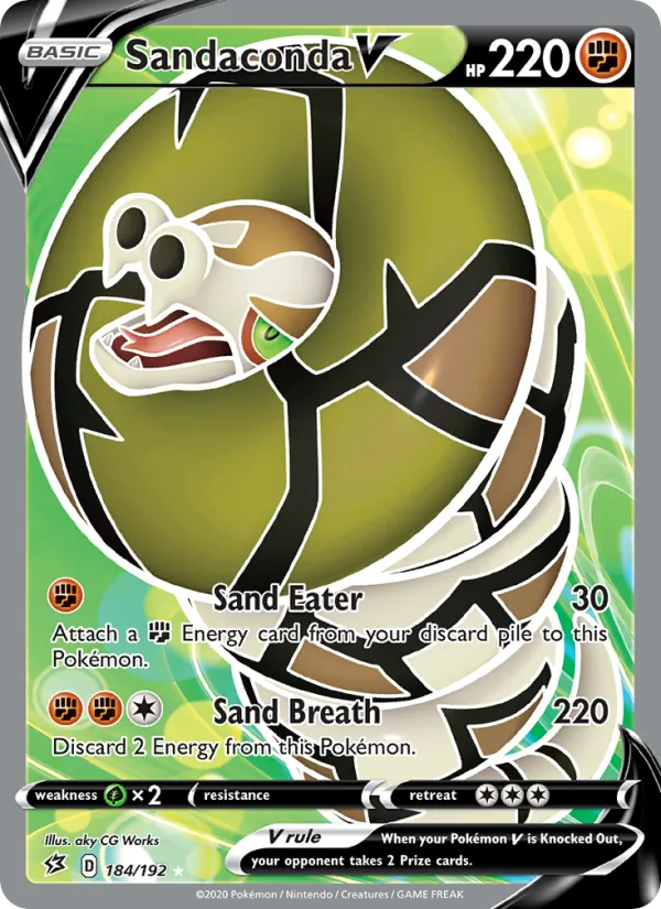 Sandaconda V Holo 184/192 Rebel Clash Pokémon Card