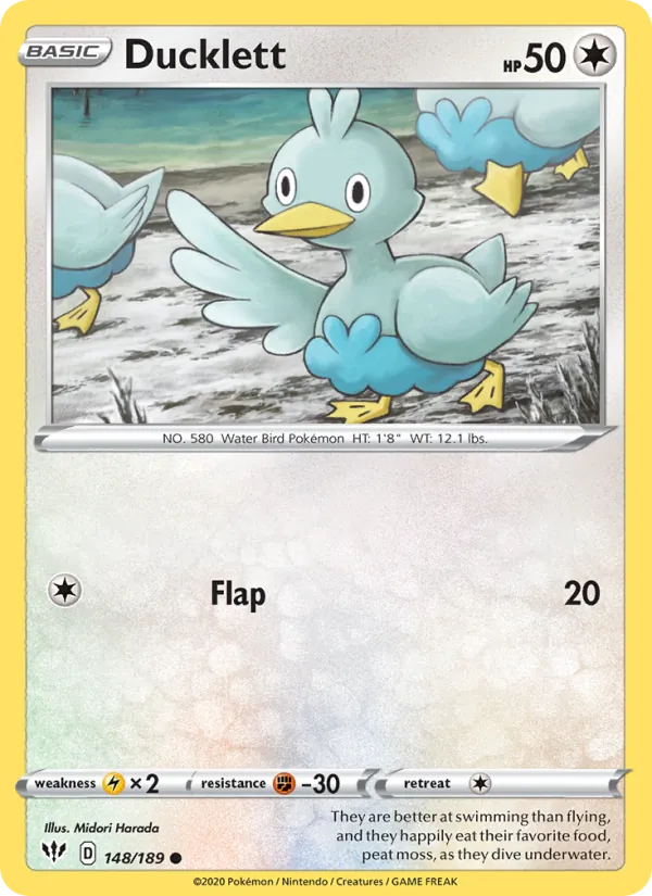 Ducklett Reverse Holo 148/189 Darkness Ablaze Pokémon Card