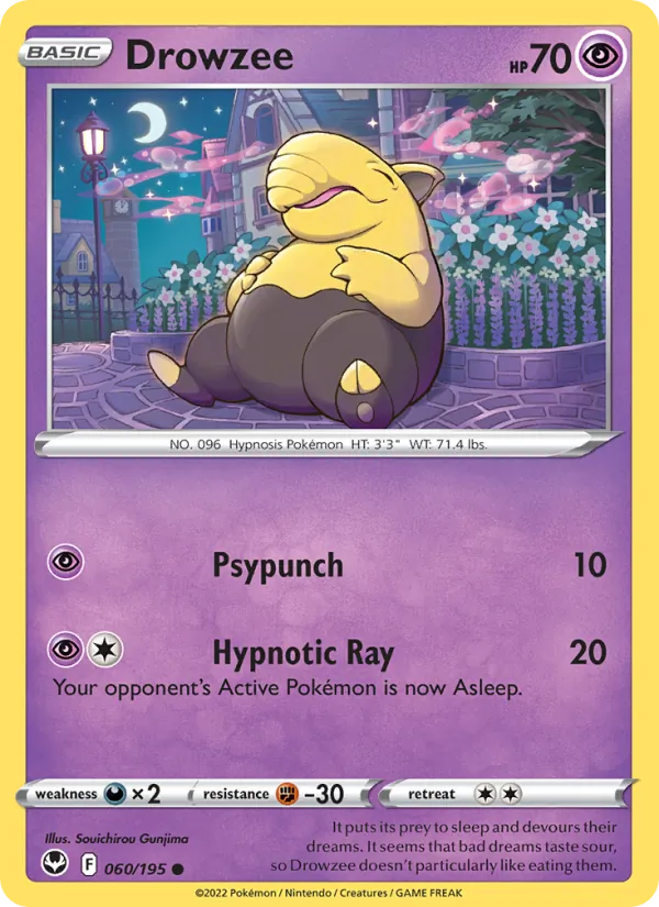 Drowzee Reverse Holo 060/195 Silver Tempest Pokémon Card