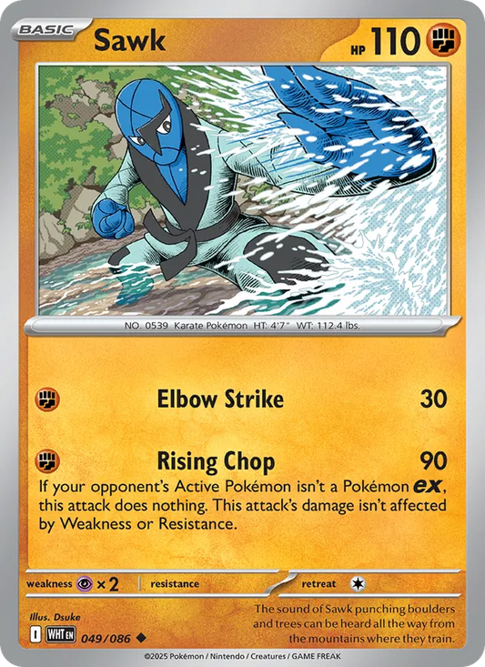 Sawk Normal 049/86 White Flare Pokémon Card
