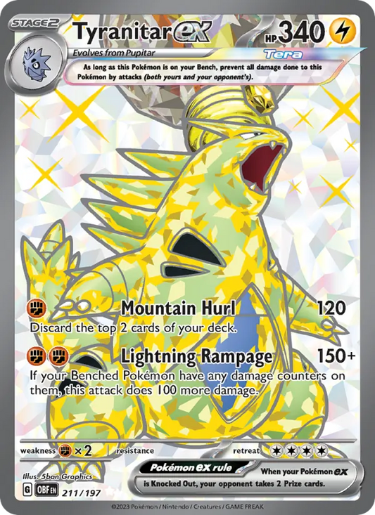 Tyranitar ex Holo 211/197 Obsidian Flames Pokémon Card