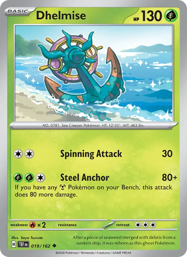 Dhelmise Reverse Holo 019/162 Temporal Forces Pokémon Card