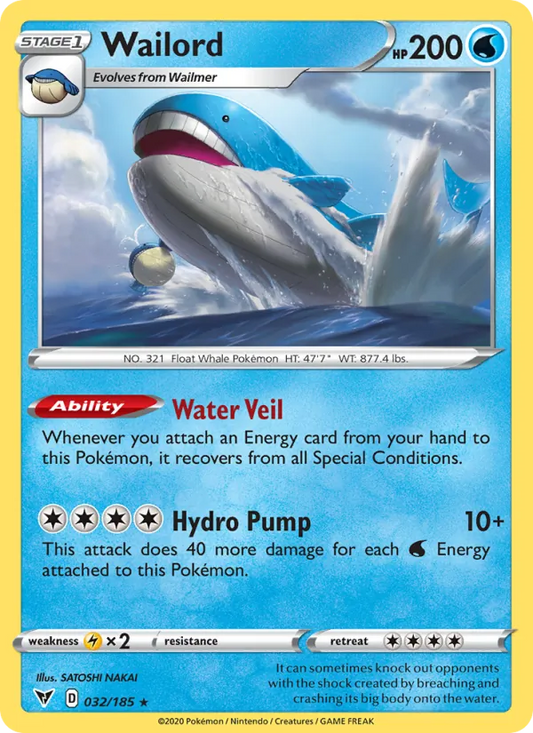 Wailord Holo 032/185 Vivid Voltage Pokémon Card