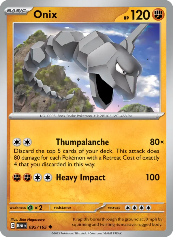Onix Reverse Holo 095/165 151 Pokémon Card