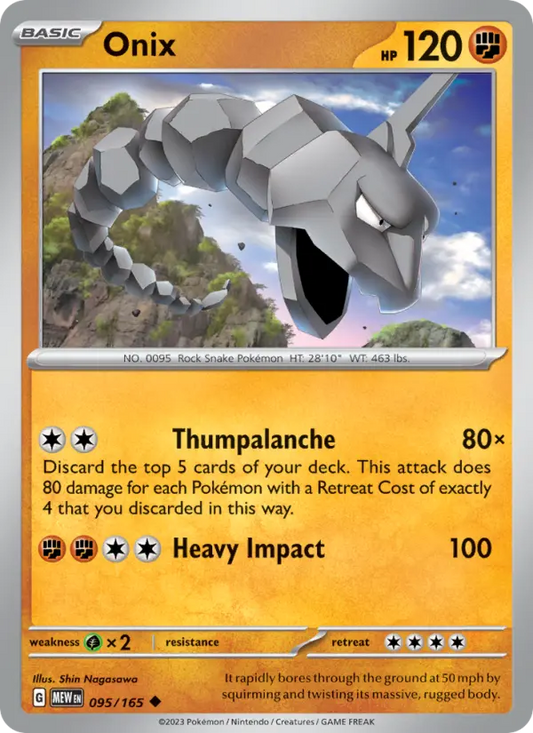 Onix Reverse Holo 095/165 151 Pokémon Card