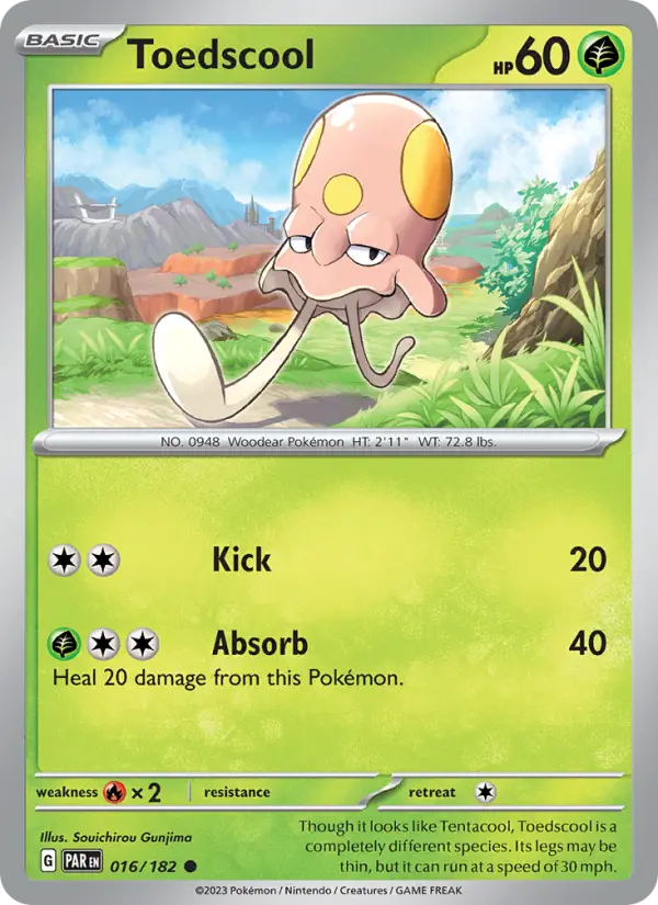 Toedscool Reverse Holo 016/182 Paradox Rift Pokémon Card