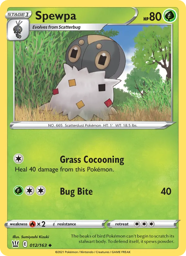 Spewpa Reverse Holo 012/163 Battle Styles Pokémon Card