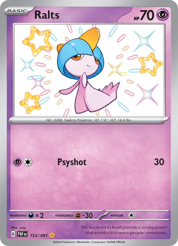 Ralts Holo 153/91 Paldean Fates Pokémon Card