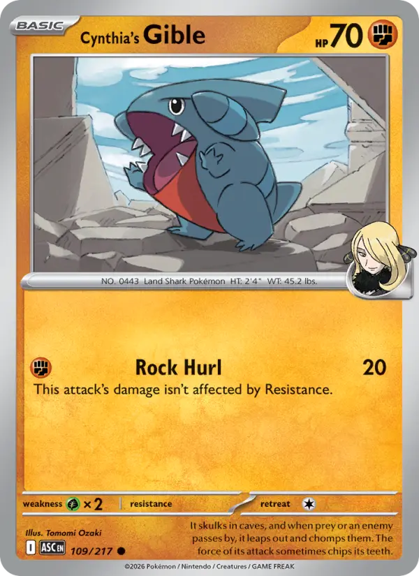 Cynthia's Gible Reverse Holo 109/217 Ascended Heroes Pokémon Card