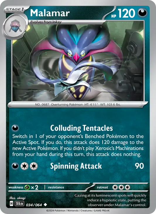 Malamar Non-Foil 034/64 Shrouded Fable Pokémon Card