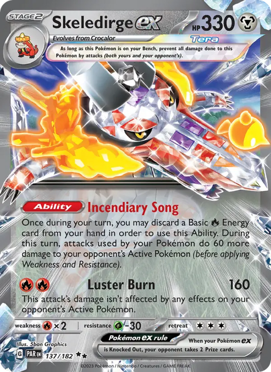 Skeledirge ex Holo 137/182 Paradox Rift Pokémon Card