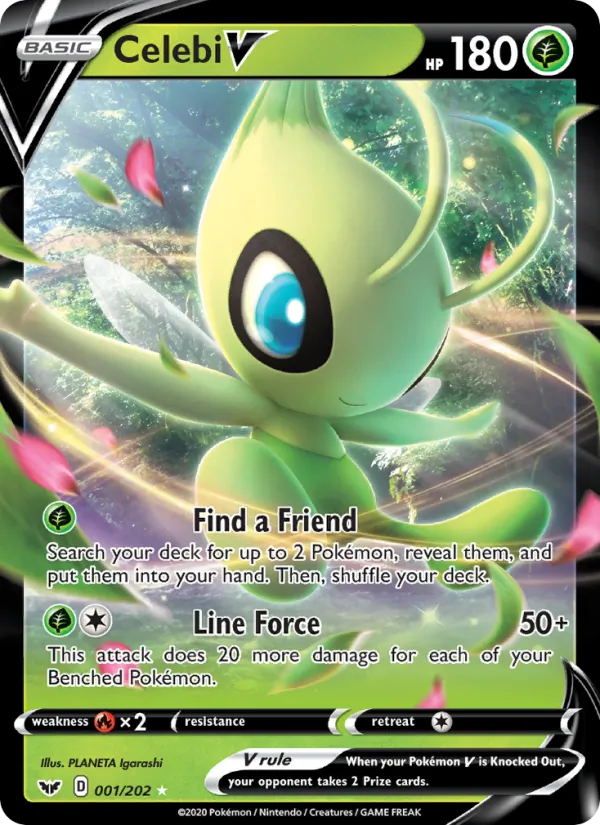 Celebi V Holo 001/202 Sword & Shield Pokémon Card