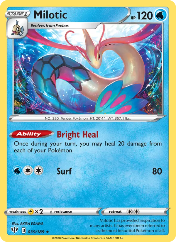 Milotic Reverse Holo 039/189 Darkness Ablaze Pokémon Card