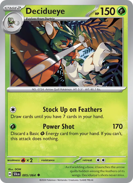 Decidueye Normal 005/64 Shrouded Fable Pokémon Card