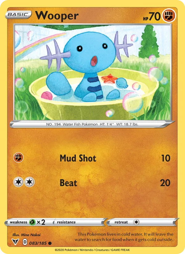 Wooper Reverse Holo 083/185 Vivid Voltage Pokémon Card