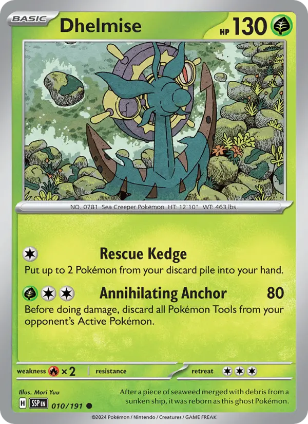 Dhelmise Reverse Holo 010/191 Surging Sparks Pokémon Card