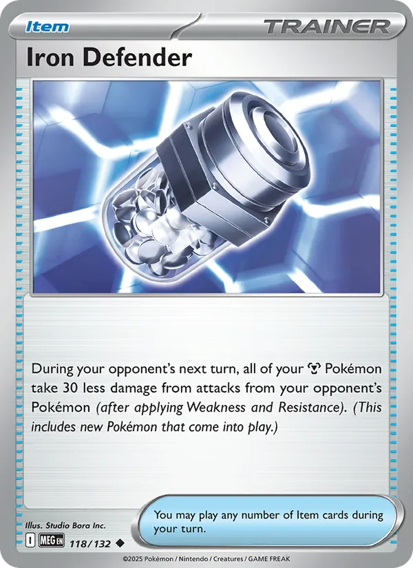 Iron Defender Non-Holo 118/132 Mega Evolution Pokémon Card