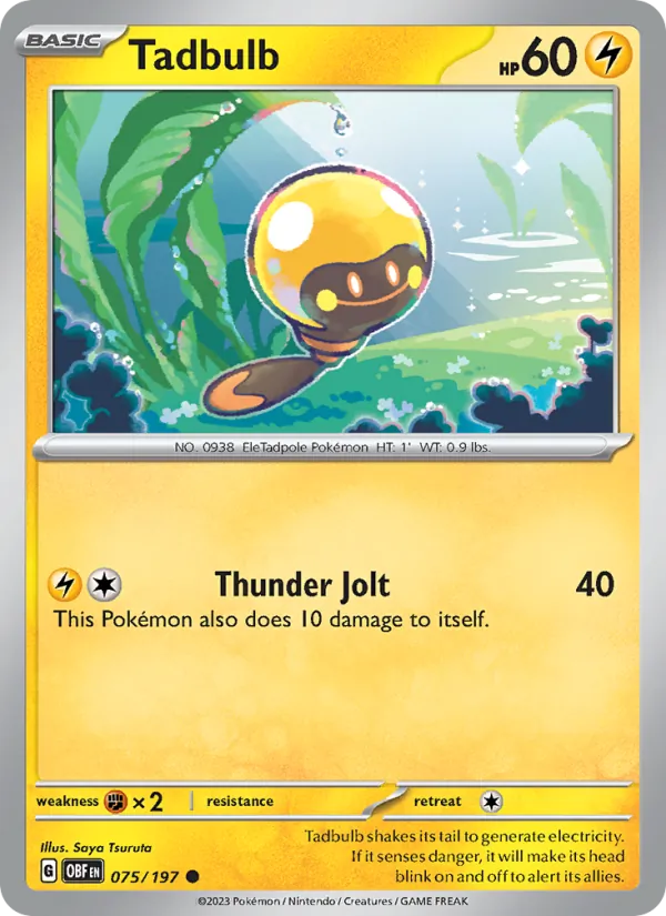 Tadbulb Normal 075/197 Obsidian Flames Pokémon Card