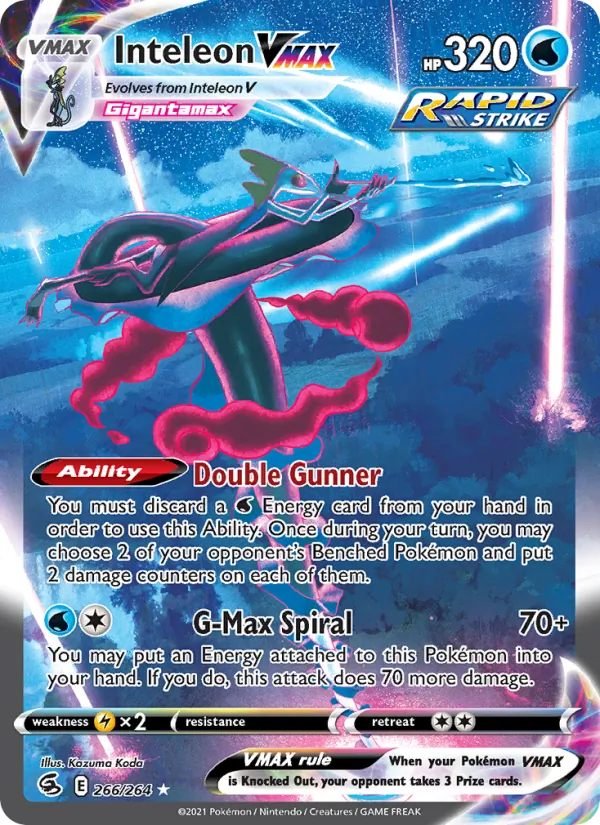 Inteleon VMAX Holo 266/264 Fusion Strike Pokémon Card