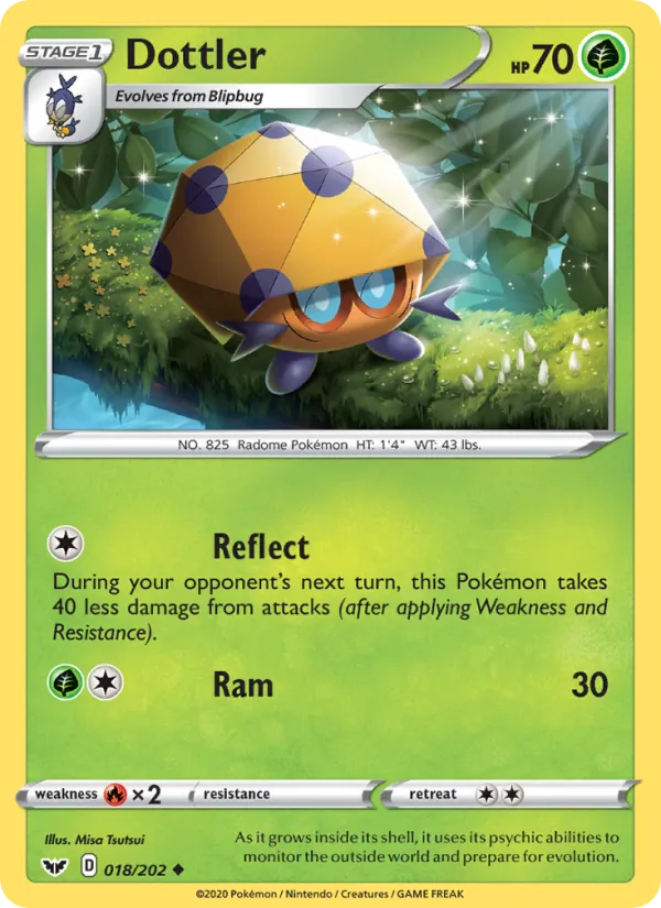 Dottler Reverse Holo 018/202 Sword & Shield Pokémon Card