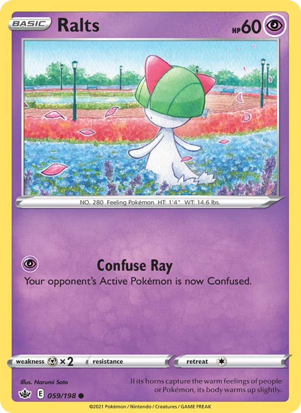 Ralts Reverse Holo 059/198 Chilling Reign Pokémon Card
