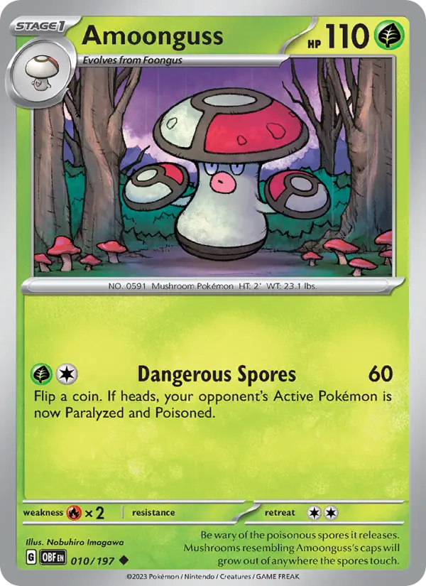 Amoonguss Reverse Holo 010/197 Obsidian Flames Pokémon Card
